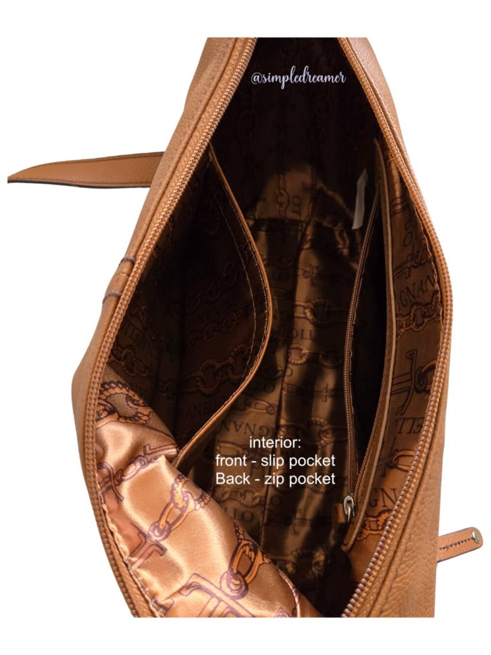 Tignanello Super Stitch Pebble Leather Convertible Shoulder Bag Cognac NWT - Picture 8 of 16